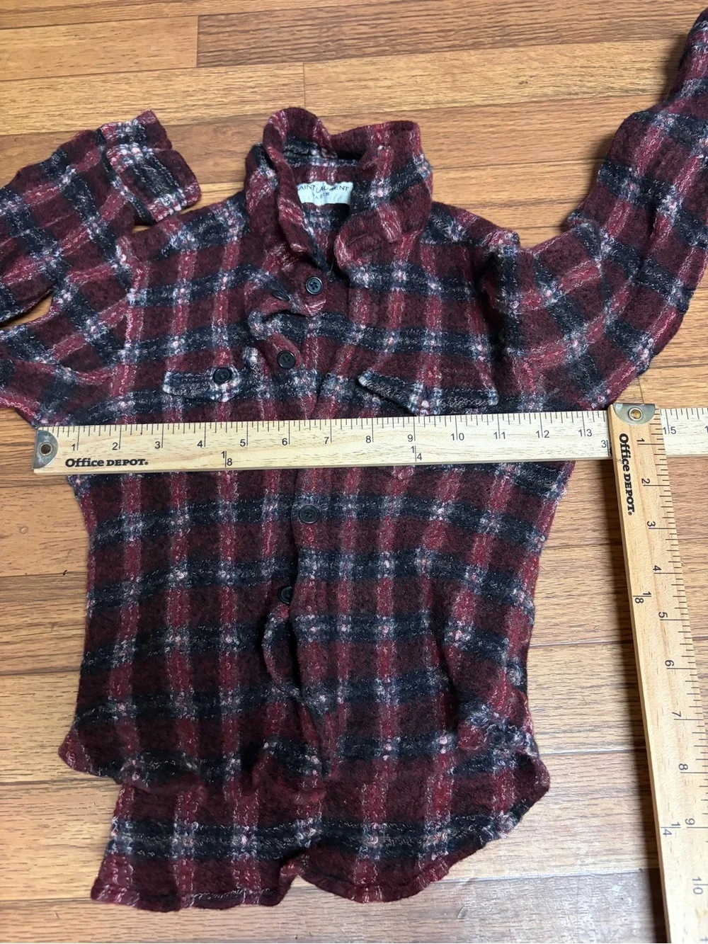 Saint Laurent Burgundy and Black Plaid Shirt
